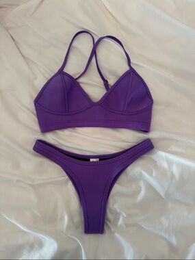Hoaka Swim Shiny Purple Bikini Set